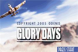 Title screen of Glory Days - The Essence of War on the Nintendo Game Boy Advance.