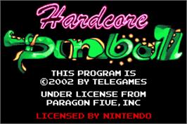 Title screen of Hardcore Pinball on the Nintendo Game Boy Advance.