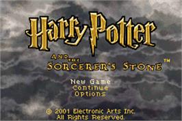 Title screen of Harry Potter and the Philosopher's Stone on the Nintendo Game Boy Advance.