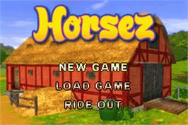 Title screen of Horsez on the Nintendo Game Boy Advance.