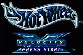 Title screen of Hot Wheels - Velocity X on the Nintendo Game Boy Advance.