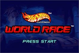 Title screen of Hot Wheels - World Race on the Nintendo Game Boy Advance.
