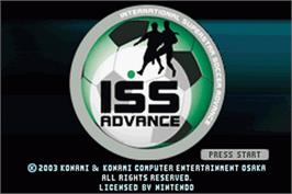 Title screen of International Superstar Soccer Advance on the Nintendo Game Boy Advance.