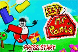 Title screen of It's Mr. Pants on the Nintendo Game Boy Advance.