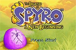Title screen of Legend Of Spyro - A New Beginning, The on the Nintendo Game Boy Advance.