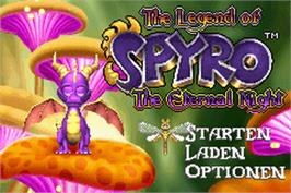Title screen of Legend Of Spyro - The Eternal Night, The on the Nintendo Game Boy Advance.