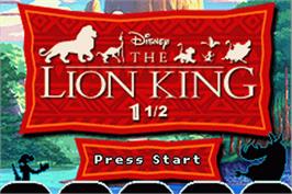Title screen of Lion King 1 ½ on the Nintendo Game Boy Advance.