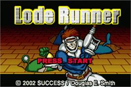 Title screen of Lode Runner on the Nintendo Game Boy Advance.