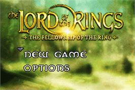 Title screen of Lord Of The Rings, The - The Fellowship Of The Ring on the Nintendo Game Boy Advance.