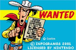 Title screen of Lucky Luke: Wanted on the Nintendo Game Boy Advance.