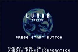 Title screen of Lunar Legend on the Nintendo Game Boy Advance.