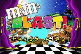 Title screen of M And M's - Blast! on the Nintendo Game Boy Advance.