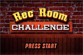 Title screen of Majesco's Rec Room Challenge on the Nintendo Game Boy Advance.