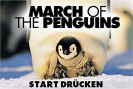 Title screen of March Of The Penguins on the Nintendo Game Boy Advance.