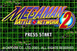 Title screen of Mega Man Battle Network 2 on the Nintendo Game Boy Advance.