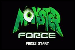 Title screen of Monster Force on the Nintendo Game Boy Advance.