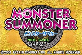 Title screen of Monster Summoner on the Nintendo Game Boy Advance.