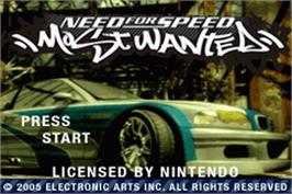 Title screen of Need For Speed - Most Wanted on the Nintendo Game Boy Advance.