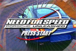 Title screen of Need for Speed: Porsche Unleashed on the Nintendo Game Boy Advance.