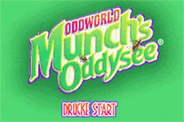 Title screen of Oddworld - Munch's Oddysee on the Nintendo Game Boy Advance.