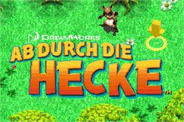 Title screen of Over The Hedge on the Nintendo Game Boy Advance.