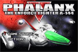 Title screen of Phalanx on the Nintendo Game Boy Advance.