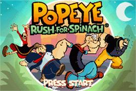 Title screen of Popeye - Rush For Spinach on the Nintendo Game Boy Advance.