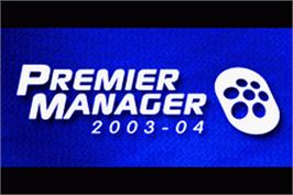 Title screen of Premier Manager 2003-04 on the Nintendo Game Boy Advance.