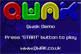 Title screen of Qwak on the Nintendo Game Boy Advance.