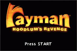 Title screen of Rayman - Hoodlum's Revenge on the Nintendo Game Boy Advance.