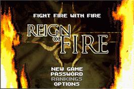 Title screen of Reign Of Fire on the Nintendo Game Boy Advance.