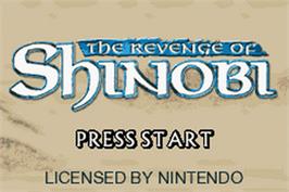 Title screen of Revenge Of Shinobi, The on the Nintendo Game Boy Advance.