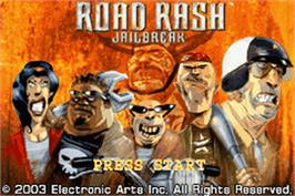 Title screen of Road Rash - Jailbreak on the Nintendo Game Boy Advance.