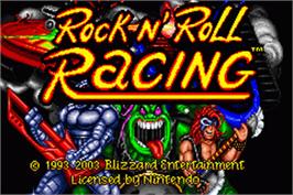 Title screen of Rock N' Roll Racing on the Nintendo Game Boy Advance.