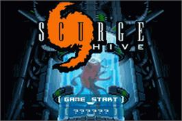 Title screen of Scurge Hive on the Nintendo Game Boy Advance.