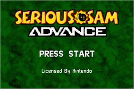 Title screen of Serious Sam on the Nintendo Game Boy Advance.