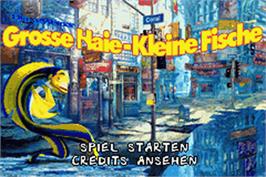 Title screen of Shark Tale on the Nintendo Game Boy Advance.