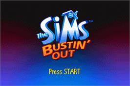 Title screen of Sims: Bustin' Out on the Nintendo Game Boy Advance.