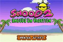 Title screen of Snood 2: On Vacation on the Nintendo Game Boy Advance.
