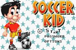 Title screen of Soccer Kid on the Nintendo Game Boy Advance.