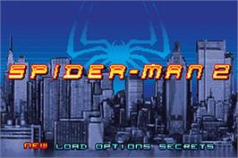 Title screen of Spider-man 2 on the Nintendo Game Boy Advance.