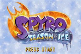 Title screen of Spyro: Season of Ice on the Nintendo Game Boy Advance.