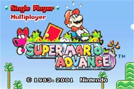 Title screen of Super Mario Advance on the Nintendo Game Boy Advance.