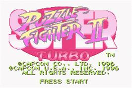 Title screen of Super Puzzle Fighter II Turbo on the Nintendo Game Boy Advance.