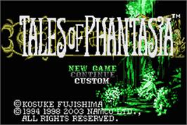 Title screen of Tales Of Phantasia on the Nintendo Game Boy Advance.