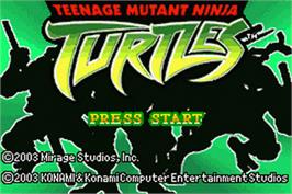 Title screen of Teenage Mutant Ninja Turtles on the Nintendo Game Boy Advance.
