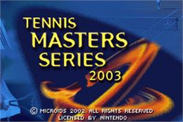 Title screen of Tennis Masters Series 2003 on the Nintendo Game Boy Advance.