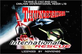 Title screen of Thunderbirds - International Rescue on the Nintendo Game Boy Advance.