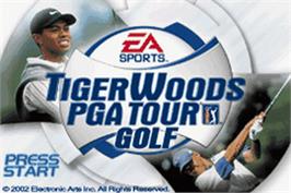 Title screen of Tiger Woods Pga Tour Golf on the Nintendo Game Boy Advance.