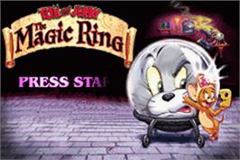Title screen of Tom and Jerry: The Magic Ring on the Nintendo Game Boy Advance.